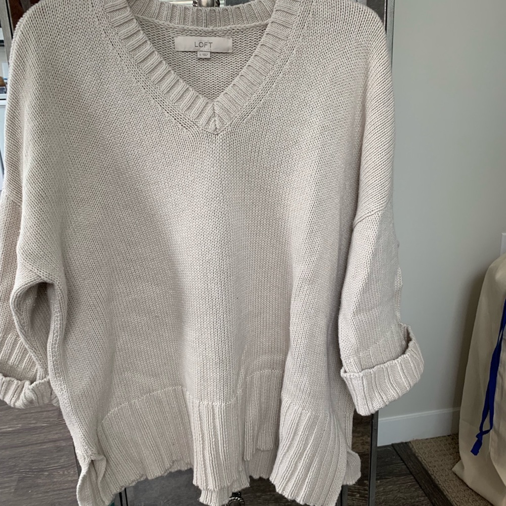 Loft oatmeal slouchy sweater S